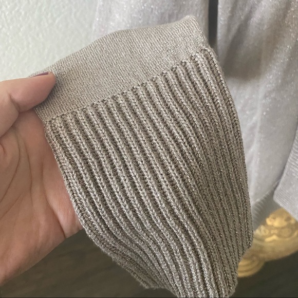 INC || taupe metallic shawl cardigan coat - Picture 5 of 9